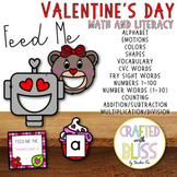 Valentine's Day Feed Me Task Cards For Kids (Math and Lite