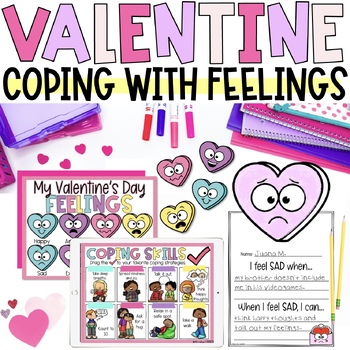 Preview of Valentine's Day Feelings Coping Skills SEL Counseling Lesson Printable Digital