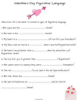 Valentine's Day Figurative Language Fun! by Dockside Press | TPT