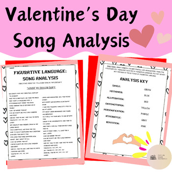 Preview of Valentine's Day: Figurative Language Song Analysis