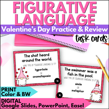 Preview of Valentine's Day Figurative Language Task Cards - February Practice & Review