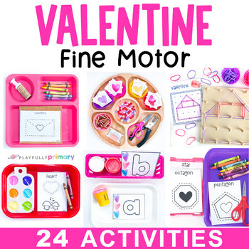 Preview of Valentine's Day Fine Motor Activities, Preschool PreK Kindergarten February Tubs
