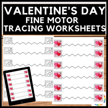 Preview of Valentine's Day Fine Motor Tracing Pre-Writing Printable Worksheets + Digital