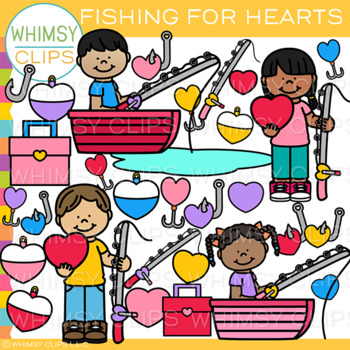Valentine's Day Fishing Clip Art by Whimsy Clips