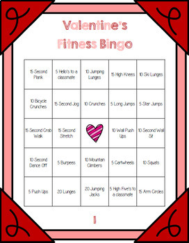 Valentine's Day Fitness Bingo by The Sassy PE Teacher | TpT