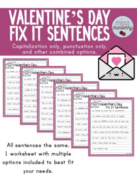 Preview of Valentine's Day Fix It - Capitalization/Punctuation - digital & printable