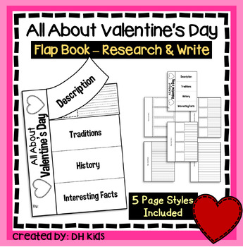 Preview of Valentine's Day Flap Book, Flip Book Research Project, February Activity