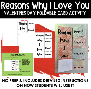 Preview of Valentine's Day Foldable Card Writing & Art Activity | Reasons Why I Love You