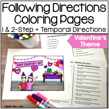 Preview of Valentine's Day Following Directions - 1 & 2 Step - Speech Therapy February