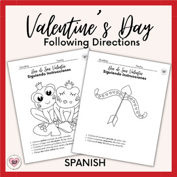 Preview of Valentine's Day Following Directions in Spanish for Speech Therapy