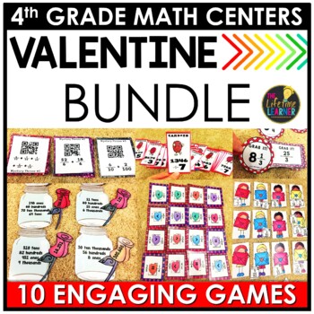 Preview of Valentine's Day Math 4th Grade | 4th Grade Math Games BUNDLE