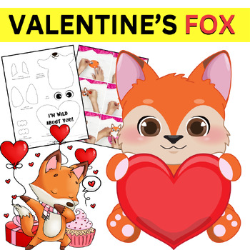 Preview of Valentine's Day Fox Craft for Kids - Printable Valentine's Day Fox Activity