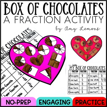 Preview of Valentine's Day Craft for Fractions - Valentine Box of Chocolate Math Activity