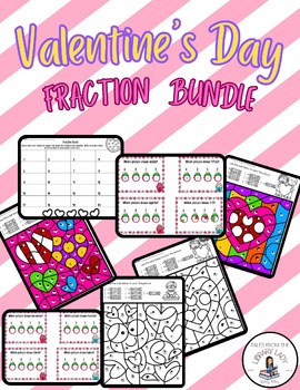 Preview of Valentine's Day Fraction BUNDLE/Task Cards/Math Center/Activity