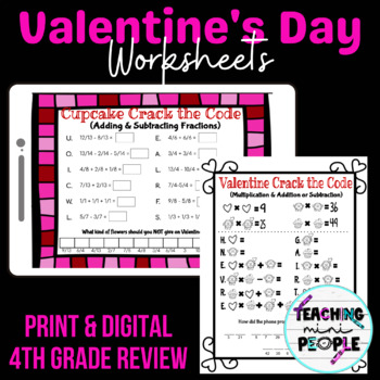 Preview of Valentine's Day Fraction Worksheets