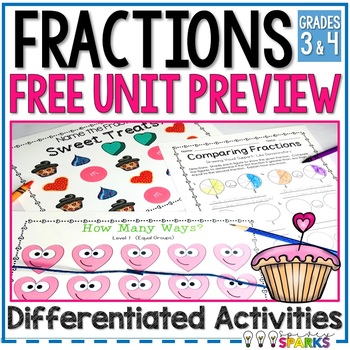 Preview of Valentine's Day Fraction Worksheets FREE