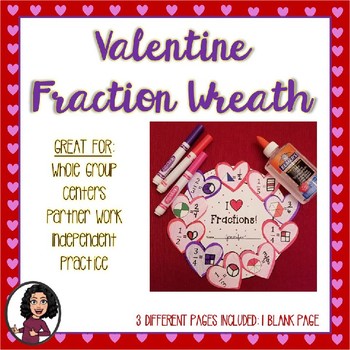 Preview of Valentine's Day Fraction Wreath Activity