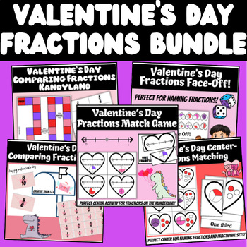 Preview of Valentine's Day Fractions Bundle| Comparing Fractions |Fractions on a Numberline