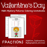 Valentines Day Fractions Coloring, Valentines Fractions Ma