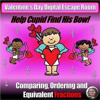 Preview of Valentine's Day Fractions Digital Escape Room: Help Cupid Find His Bow