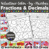 Valentine’s Day Fractions and Decimals Math Activity Color