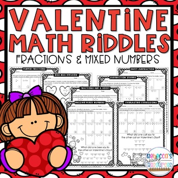 Preview of Valentine's Day Fractions and Mixed Numbers Math Riddles