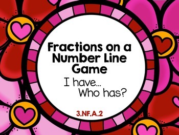 Preview of Valentine's Day Fractions on a Number Line I Have Who Has Game