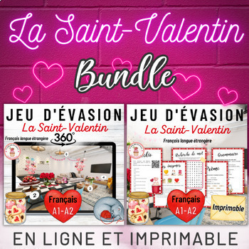 Preview of Valentine's Day French escape rooms bundle jeux d'évasion La Saint-Valentin A1