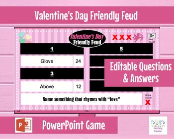 Preview of Valentine's Day Friendly Feud - Interactive & Editable PowerPoint Game