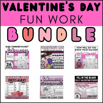 Preview of Valentine's Day Activities BUNDLE 2nd 3rd 4th 5th Grade Early Finishers February