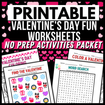 Preview of Valentine’s Day Fun Activities Packet → No Prep / Printable Worksheets