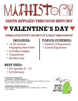 Preview of Valentine's Day Fun: Applied Math & Algebra: System of Linear Equations