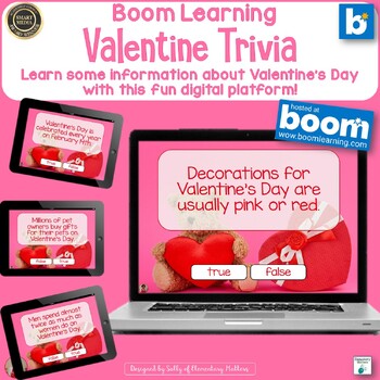 Preview of Valentine's Day Fun Facts Trivia Boom Learning Digital Task Cards