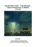 Valentine's Day Fun Packet Word Search Crossword Writing P