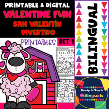Preview of Valentine´s Day Fun - San Valentin Divertido - No-Prep Printables - Set 1 - Dual