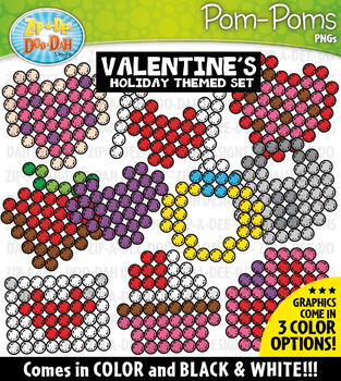 Valentine S Day Fuzzy Pom Poms Clipart Zip A Dee Doo Dah Designs