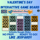 Valentine's Day Game Board Interactive Quiz Show Like Jeop