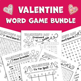 Valentine's Day Game Bundle | Crossword Jumble | Maze Scramble | Word Search