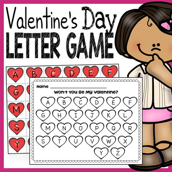 Preview of Valentine's Day Game FREEBIE - Letter Recognition Search & Color Worksheet