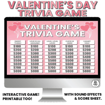 Preview of Valentine's Day Game Trivia | Interactive and Printable Game