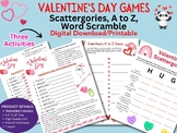 Valentine's Day Games: Scattergories, AtoZ & Word Scramble