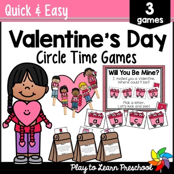 Preview of Valentine's Day Games Circle Time Activities for Preschool and Pre-K