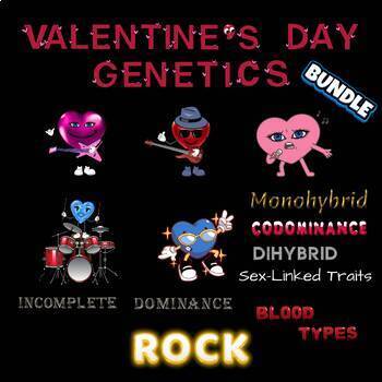 Preview of Valentine's Day Genetics ROCK BUNDLE Fun with Punnett Squares: 6 Days & 24 PAGES