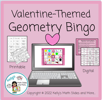 Preview of Valentine's Day Geometry Bingo Game - Digital and Printable
