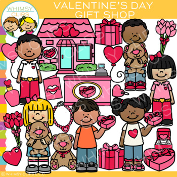 Preview of Happy Valentine's Day Kids Gift Shop Clip Art