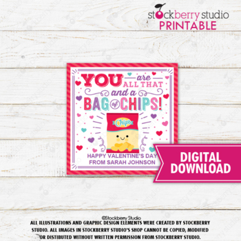 Free Bag of Chips Valentine Printable  Great for School Valentines