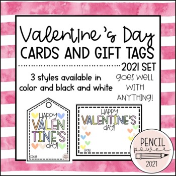 Preview of Valentine's Day Gift Tags & Card | "Happy Valentine's Day" Printable