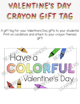 Colorful Valentines Stickers, Printable Crayons Valentines Day Tags for Kids,  Personalized Valentine Crayon Favor Sticker instant Download 