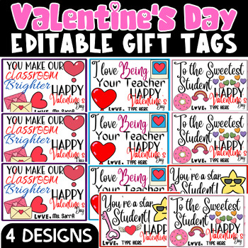 Preview of Valentine's Day Gift Tags | EDITABLE NAME | From Teachers To Students