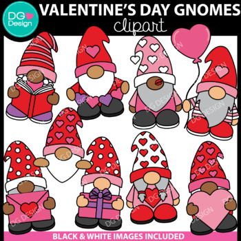 Preview of Valentine's Day Gnomes Clipart | Garden Gnomes Clip Art | Valentines Clip Art